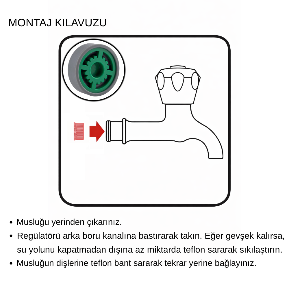 Tekli Bahçe Musluğu Gömme Debi Regülatörü 7 L/DK | R1/2 Uyumlu | Bahçede %70’e Varan Su Tasarrufu - Görsel 4