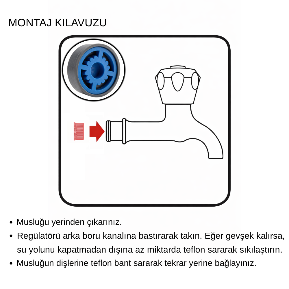 Tekli Bahçe Musluğu Gömme Debi Regülatörü 9L/DK | R1/2 Uyumlu | Bahçede %60’a Varan Su Tasarrufu - Görsel 4